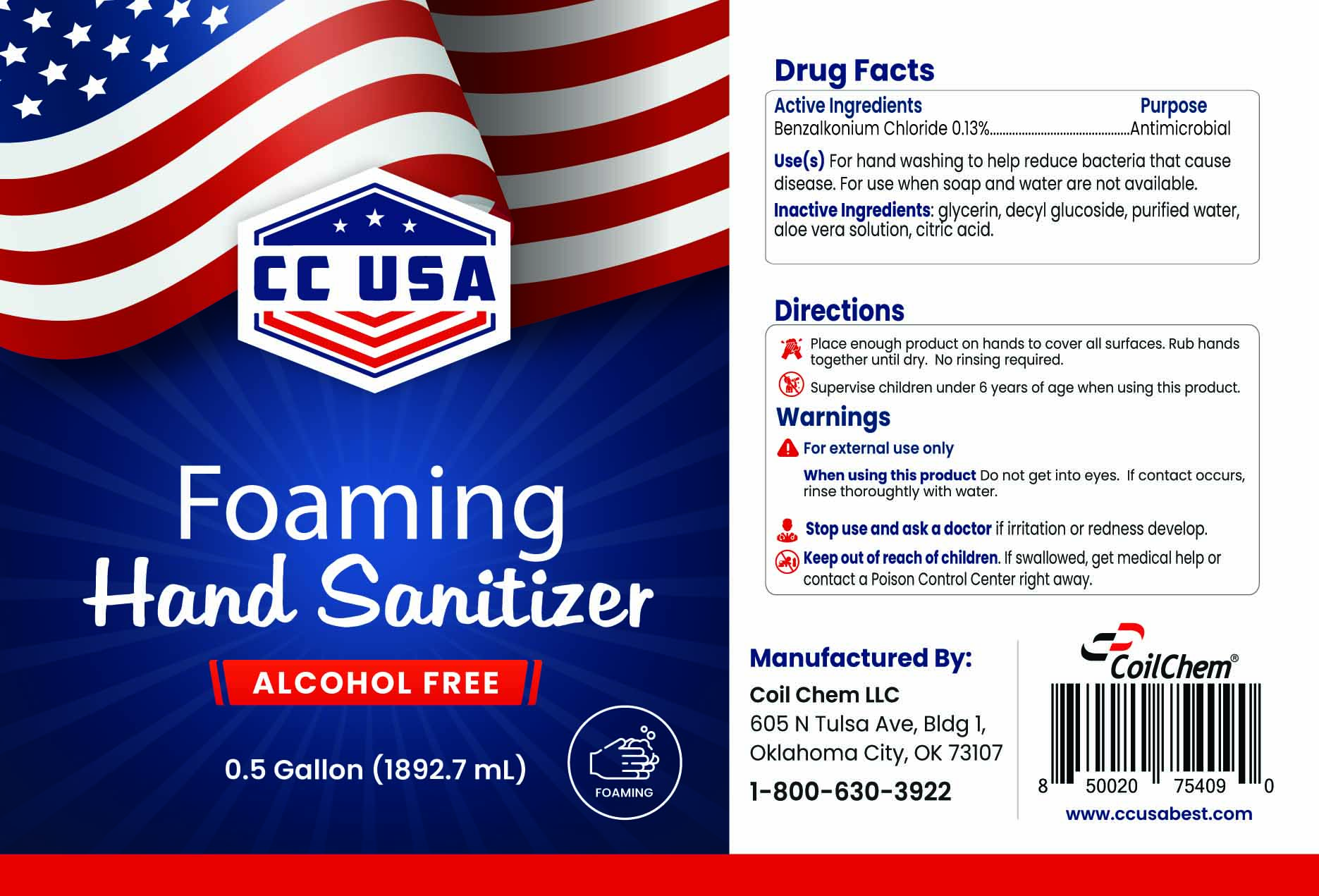 NDC 75508005 Cc Usa Nonalcohol Foaming Hand Sanitizer